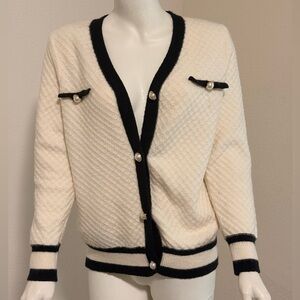 Elegant Off White and Black Women's Sweater